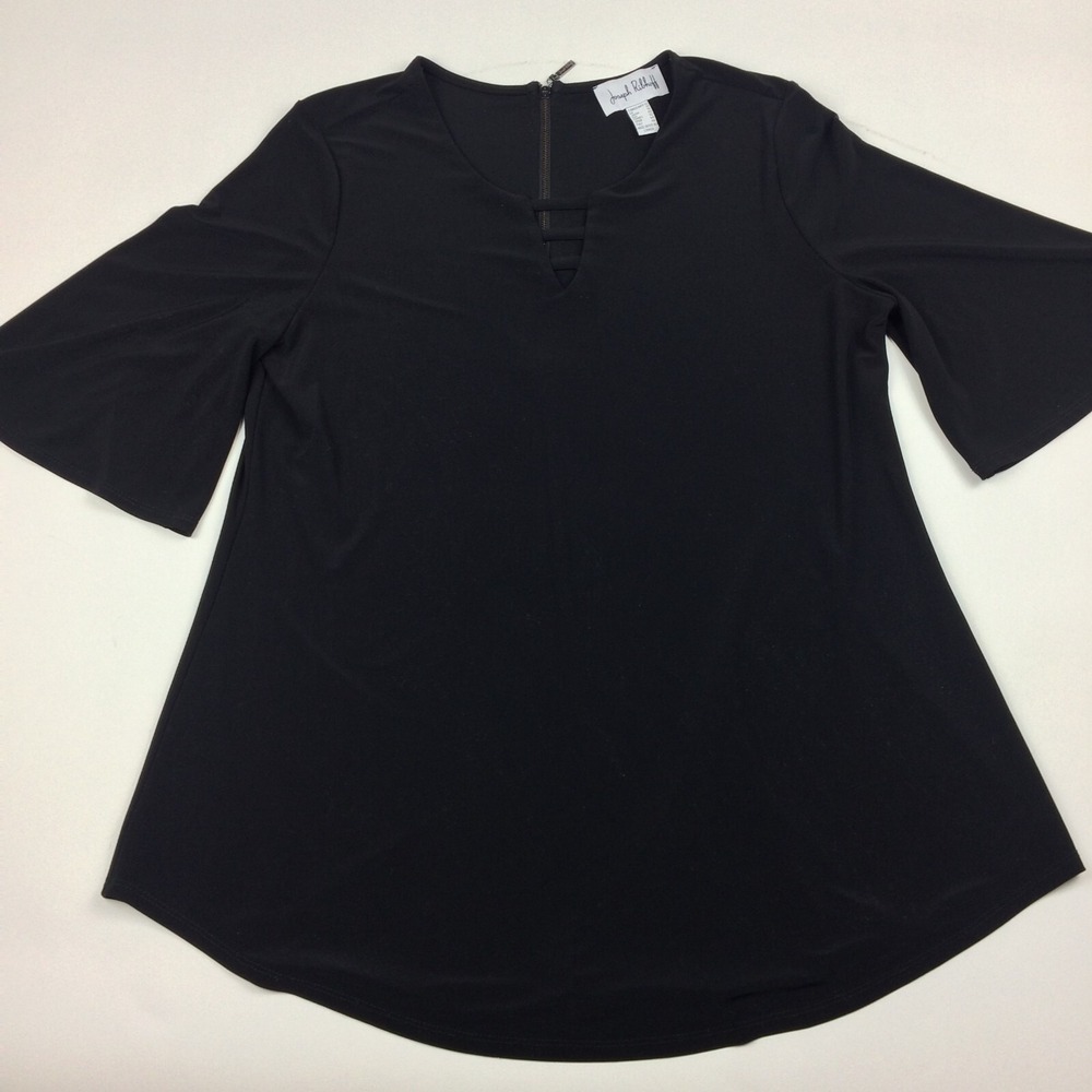 Joesph Ribkoff Tunic Top 12 Black Canada Flare Sleeve V Neck Blouse‎